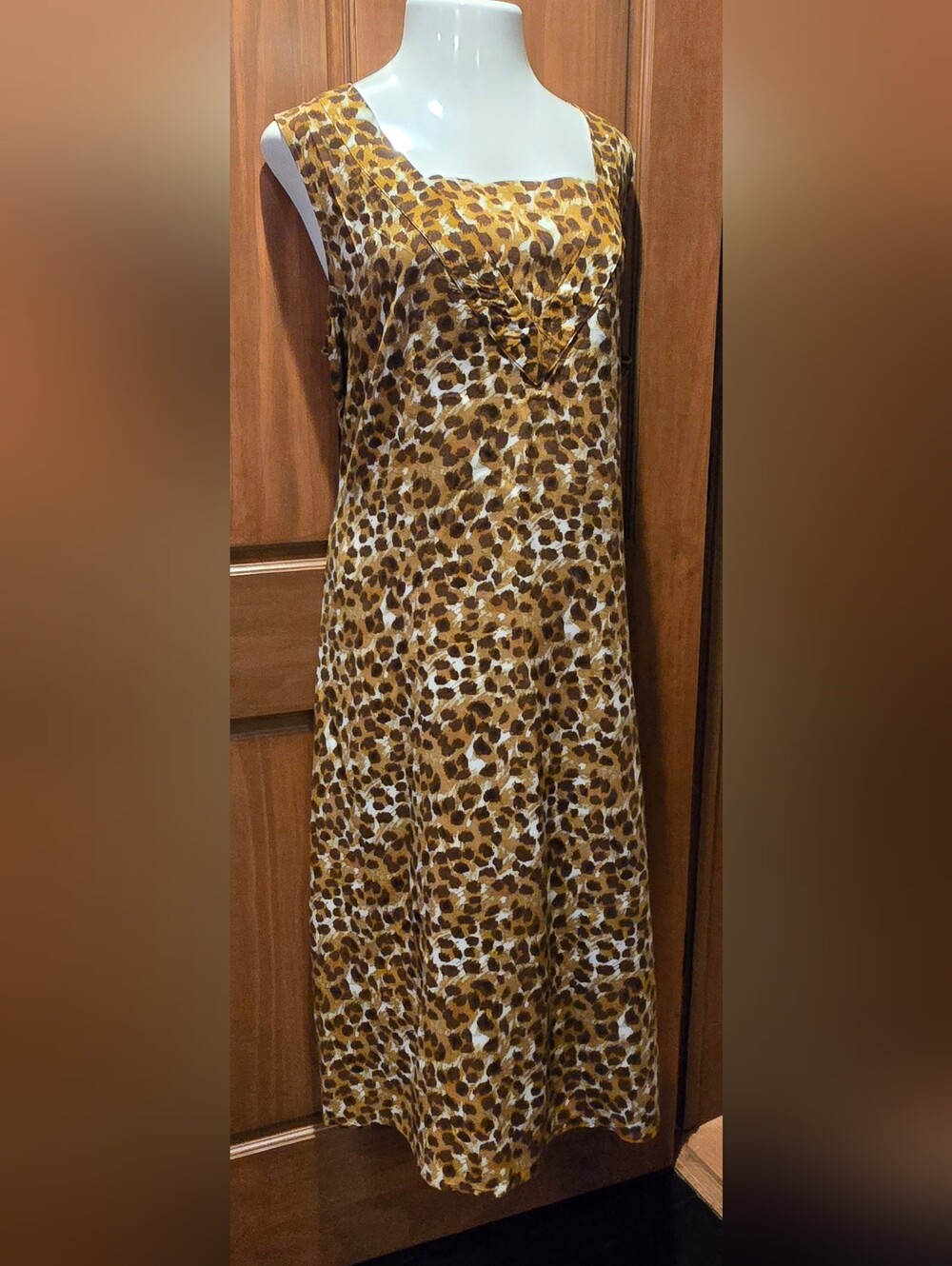 Sag Harbor Leopard Print Maxi Dress in Brown and White